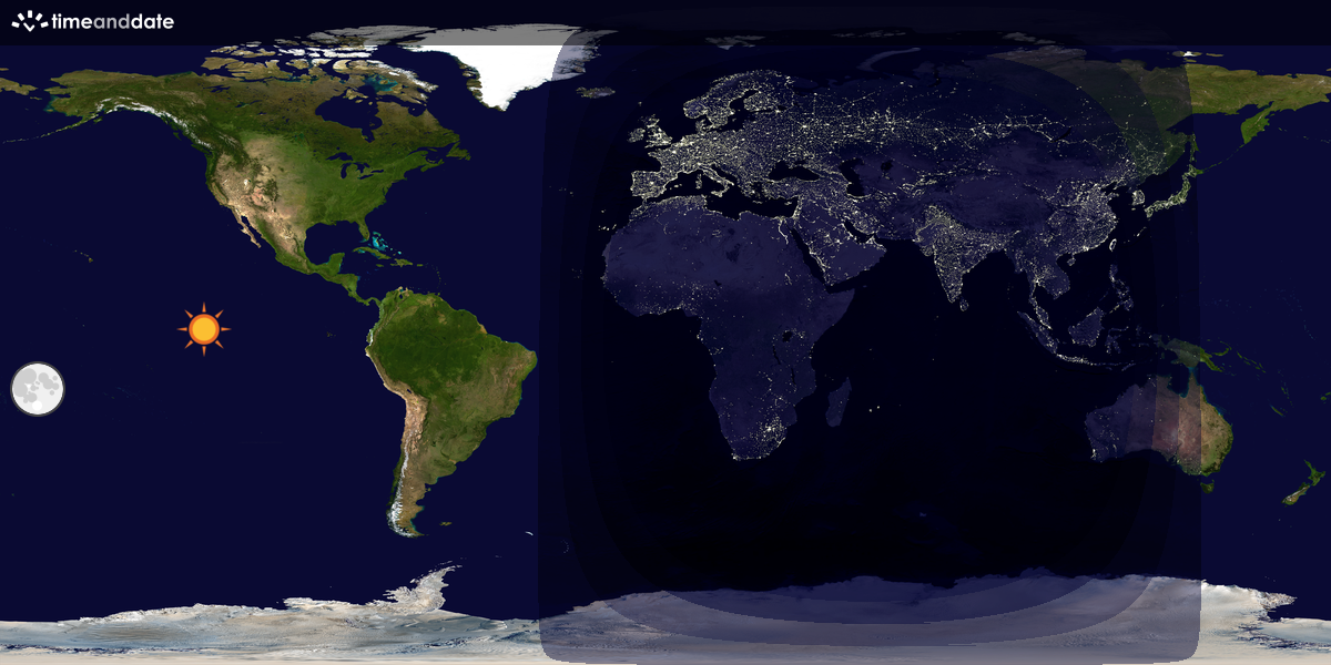 Verdenskart som viser dag og natt 