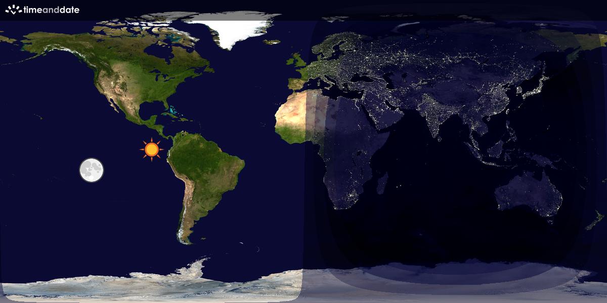 Verdenskart som viser dag og natt 
