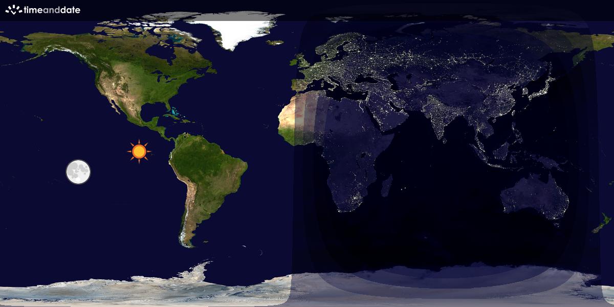 Verdenskart som viser dag og natt 