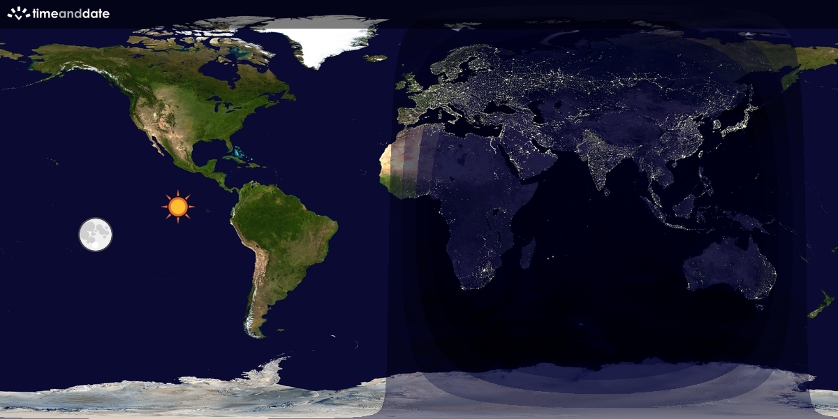Verdenskart som viser dag og natt 