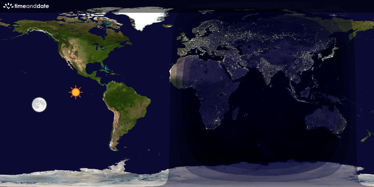 Verdenskart som viser dag og natt 