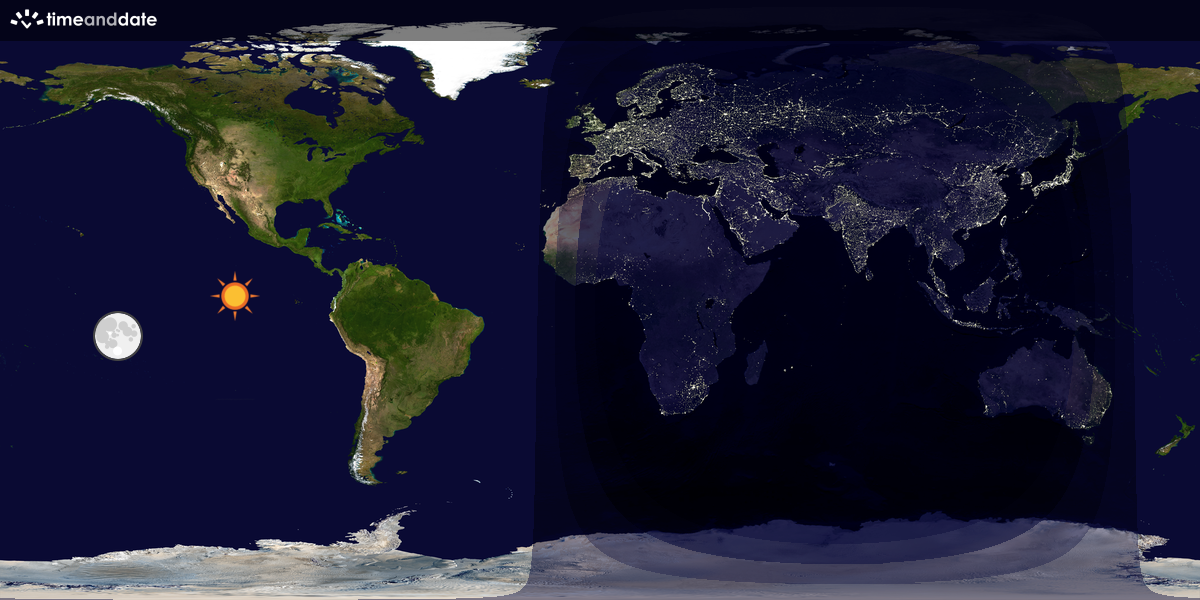 Verdenskart som viser dag og natt 