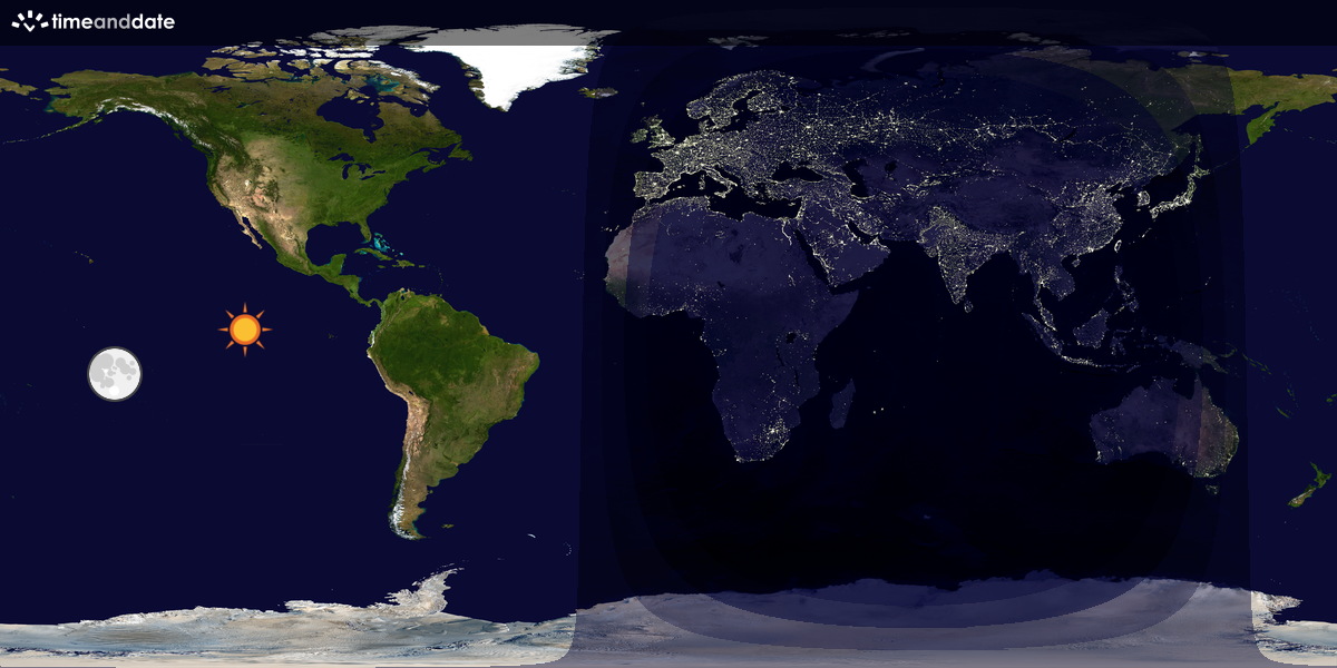 Verdenskart som viser dag og natt 