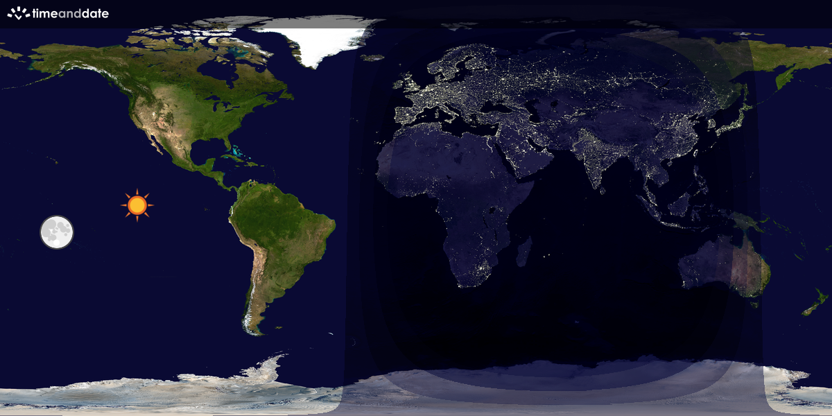 Verdenskart som viser dag og natt 