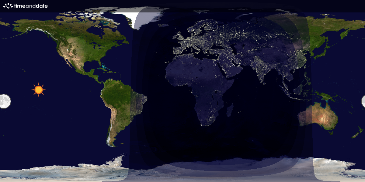 Verdenskart som viser dag og natt 
