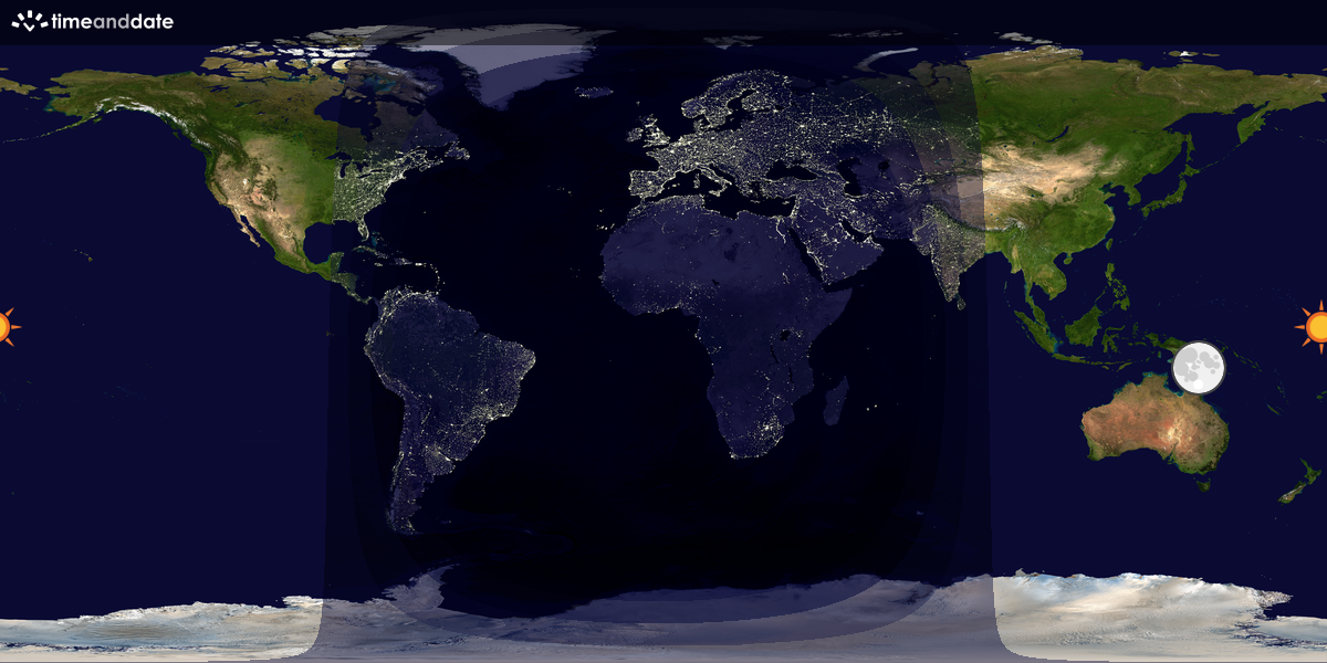 Verdenskart som viser dag og natt 
