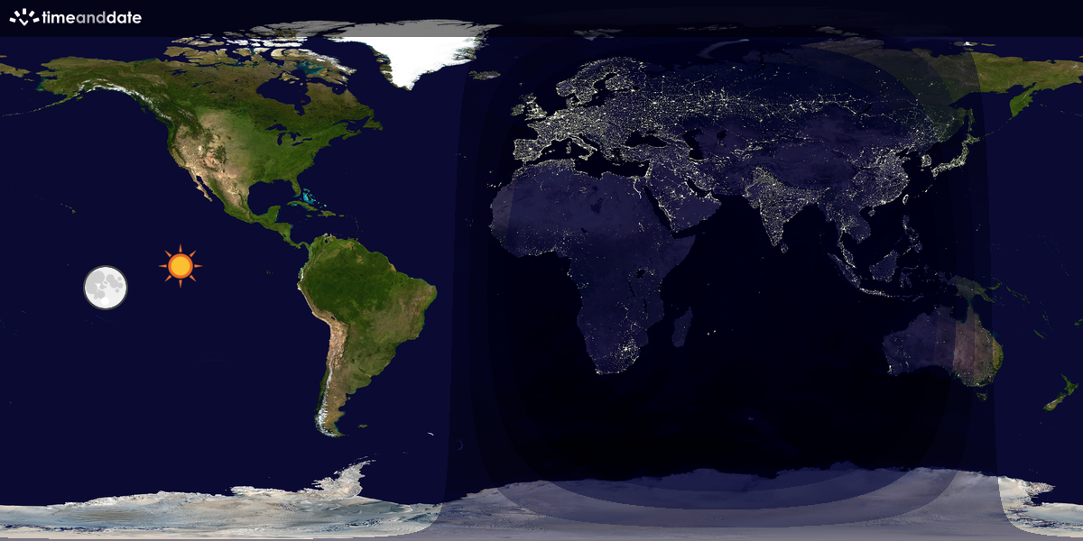 Verdenskart som viser dag og natt 