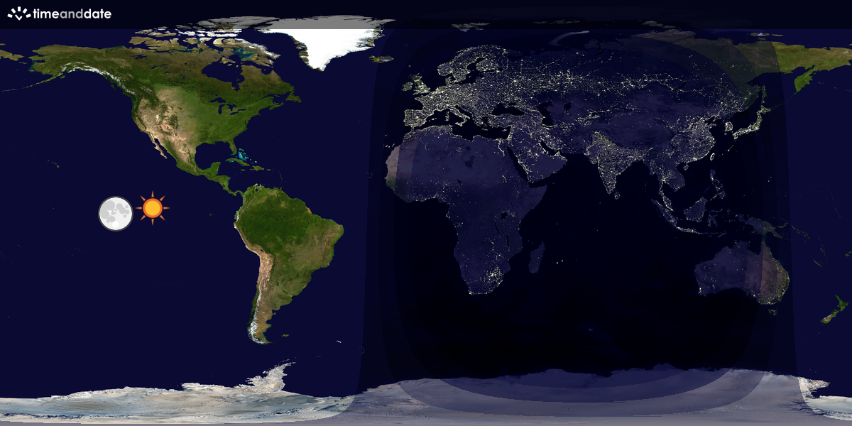 Verdenskart som viser dag og natt 