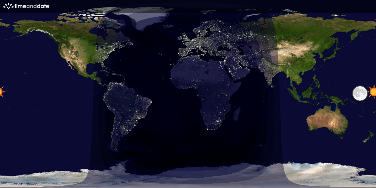 Verdenskart som viser dag og natt 