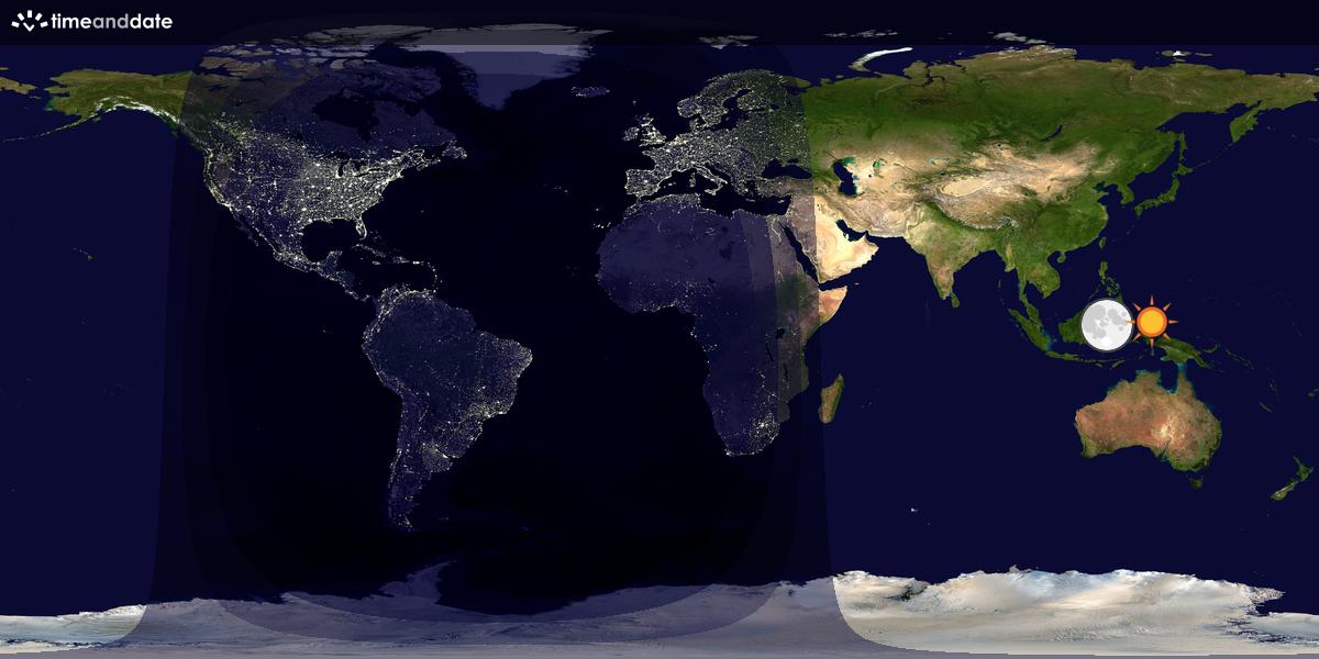 Verdenskart som viser dag og natt 