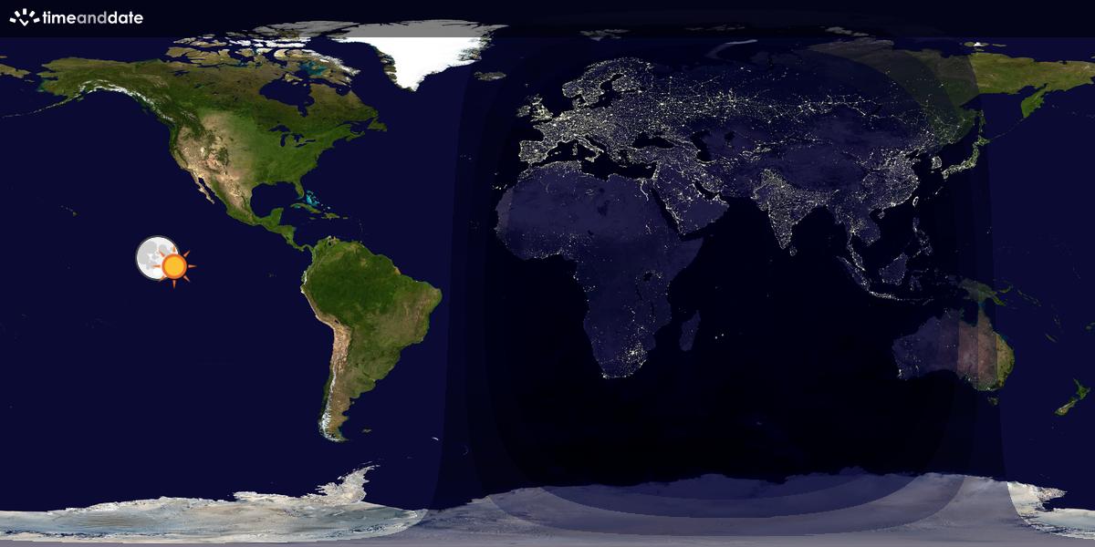 Verdenskart som viser dag og natt 