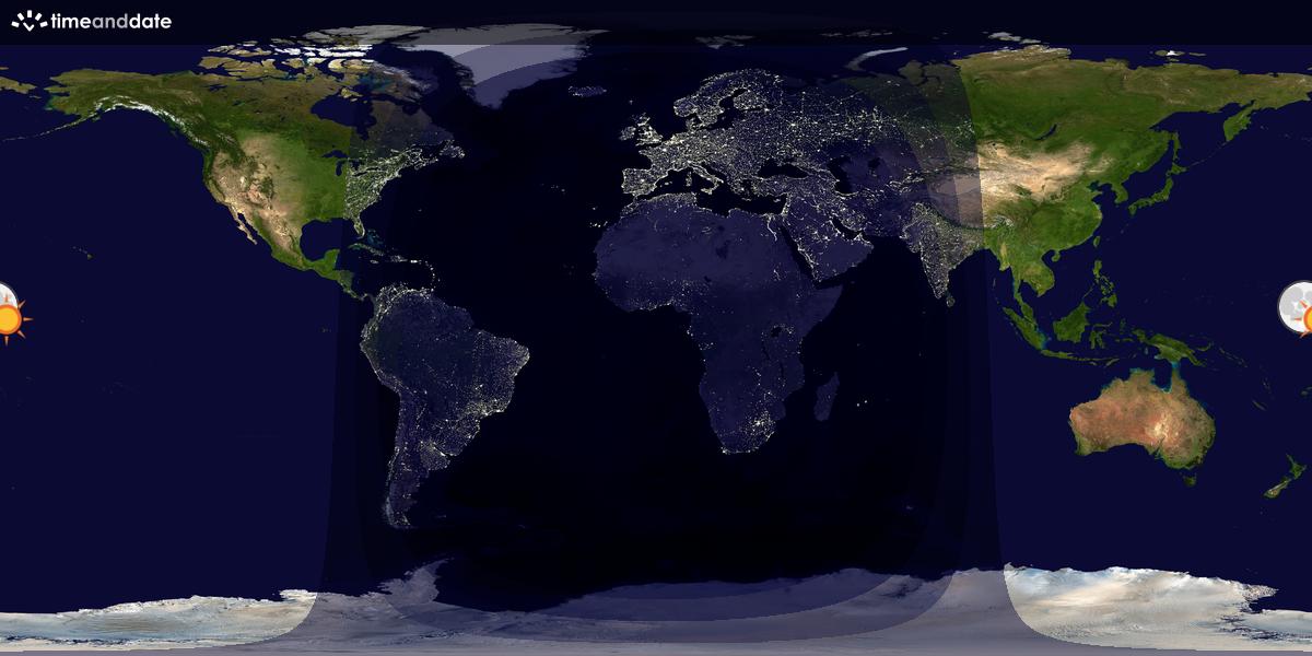 Verdenskart som viser dag og natt 