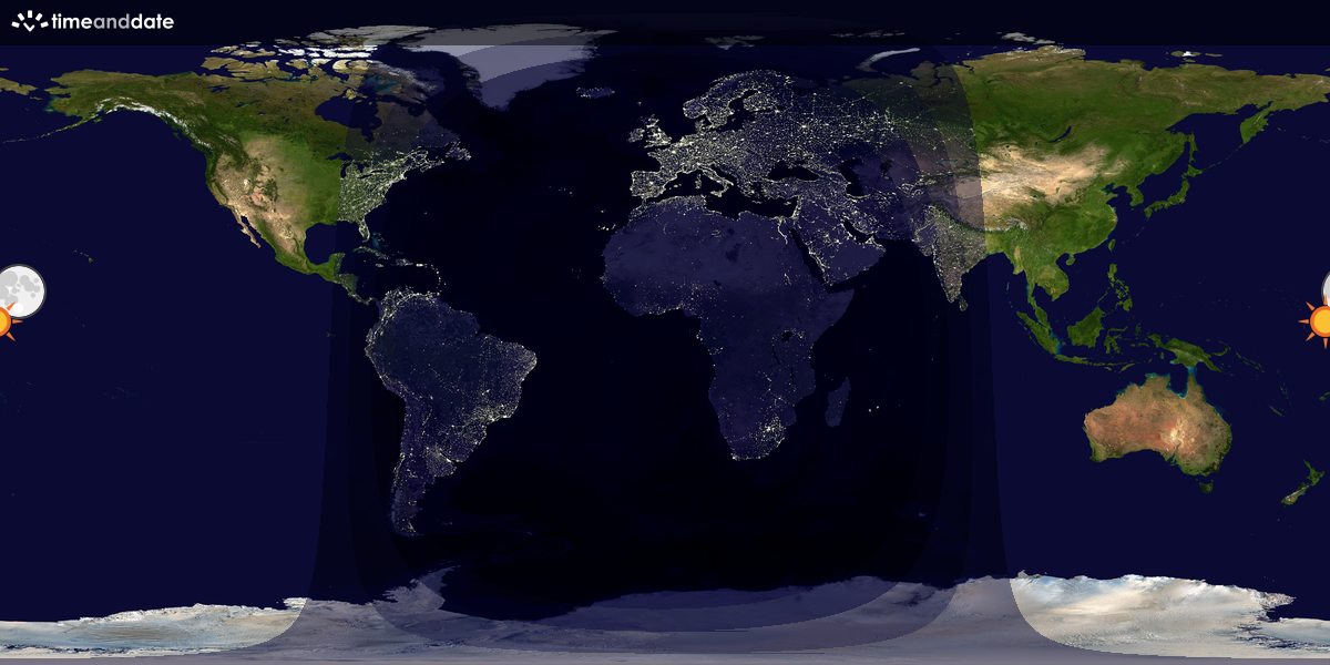 Verdenskart som viser dag og natt 