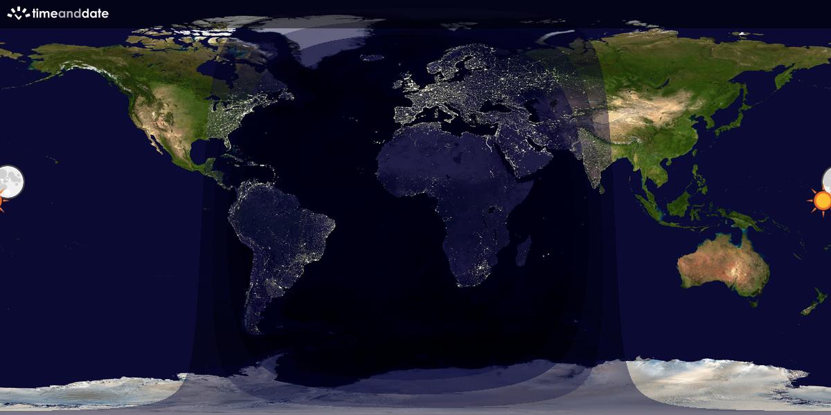 Verdenskart som viser dag og natt 