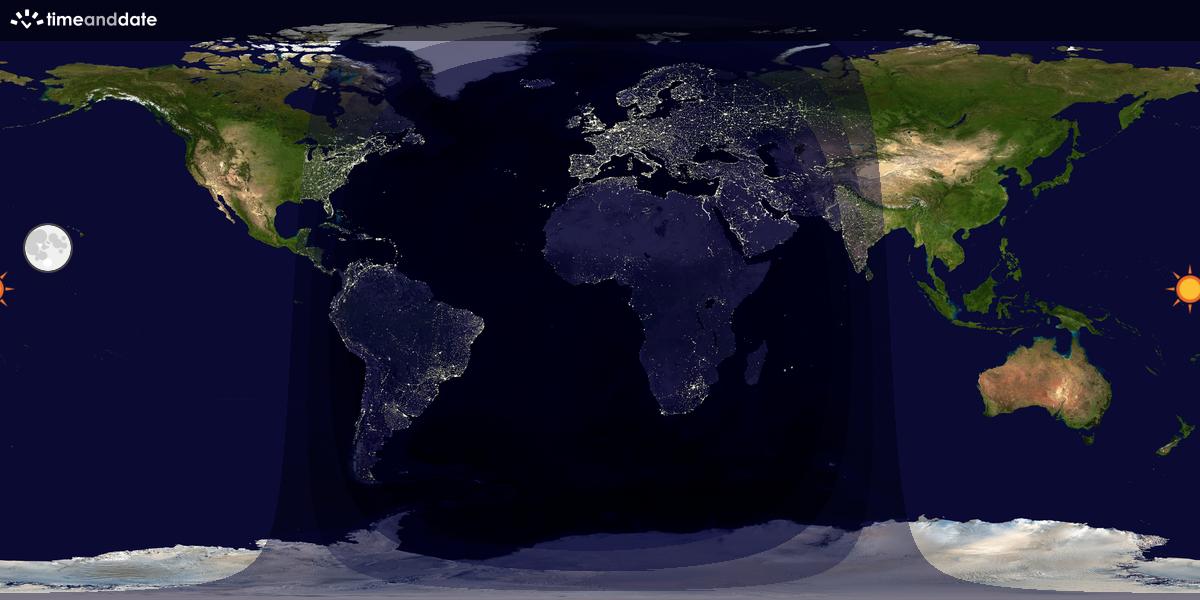 Verdenskart som viser dag og natt 