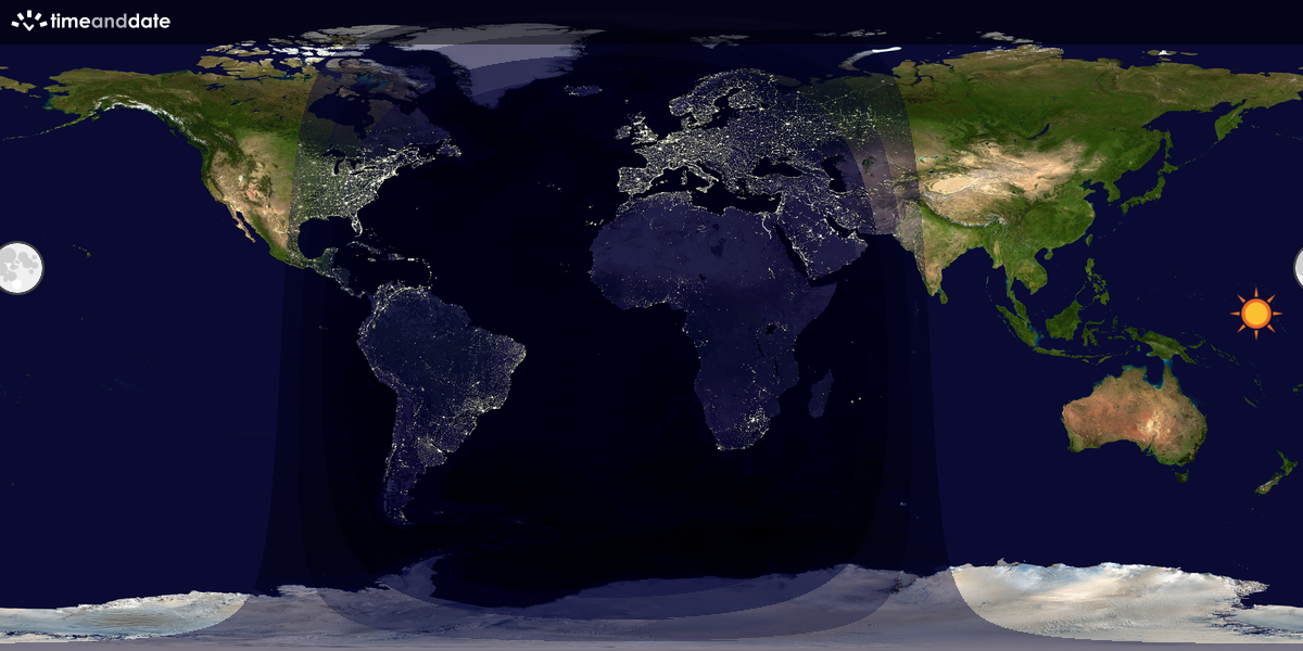 Verdenskart som viser dag og natt 