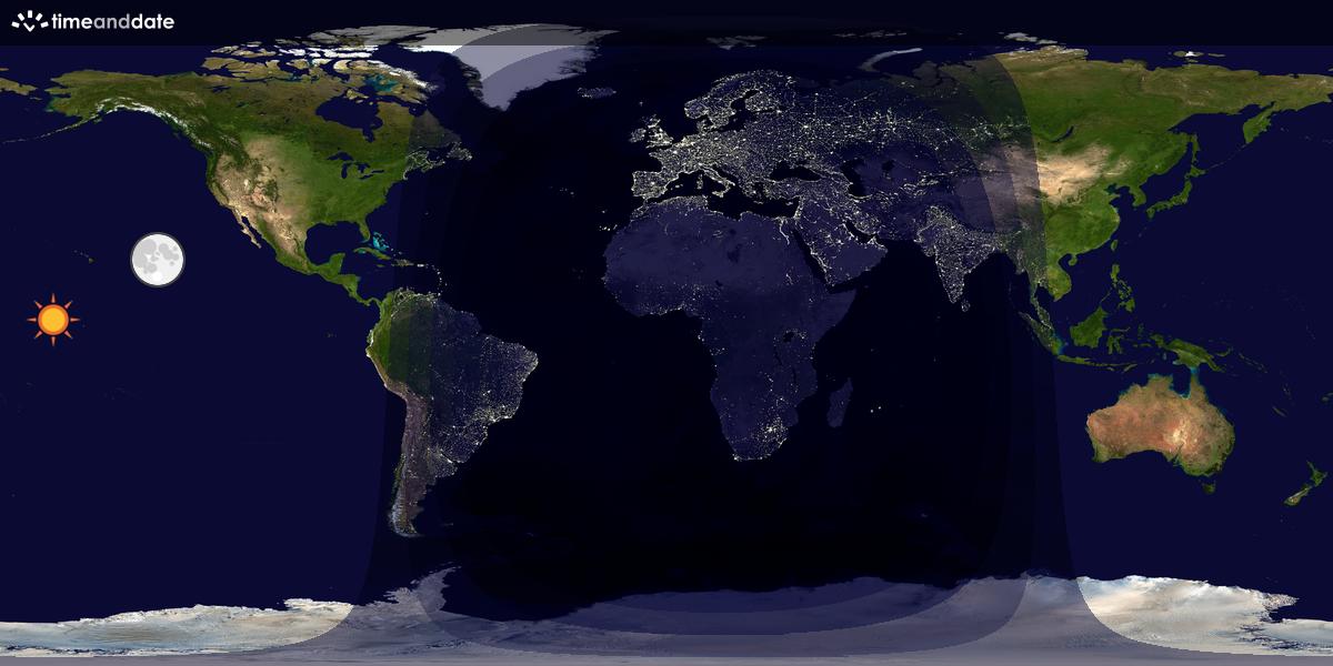 Verdenskart som viser dag og natt 