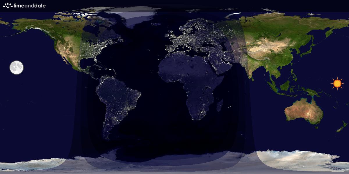 Verdenskart som viser dag og natt 