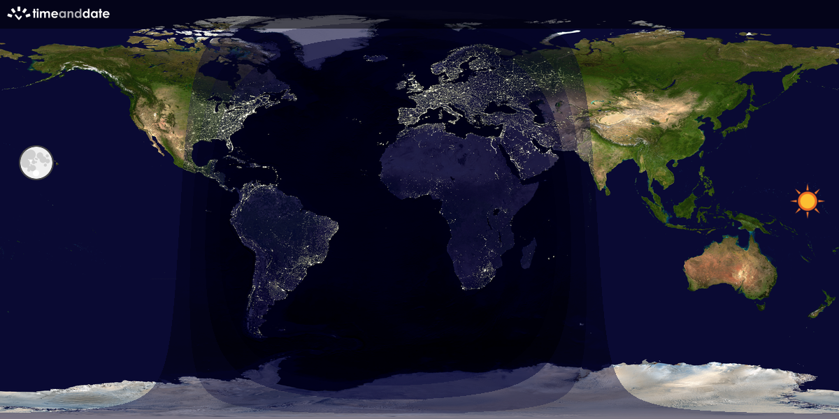 Verdenskart som viser dag og natt 