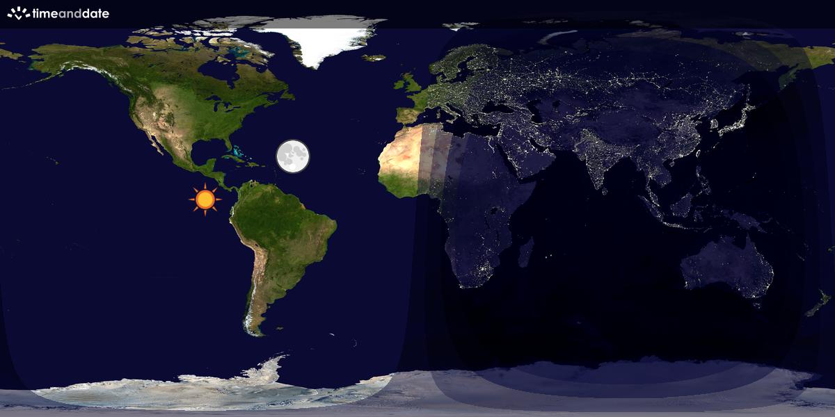Verdenskart som viser dag og natt 