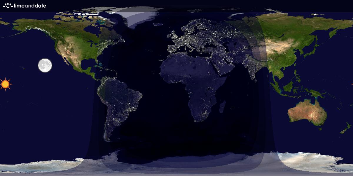 Verdenskart som viser dag og natt 