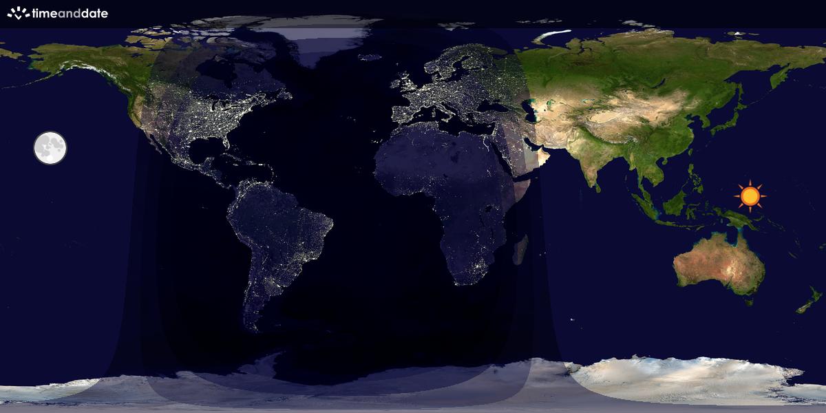 Verdenskart som viser dag og natt 