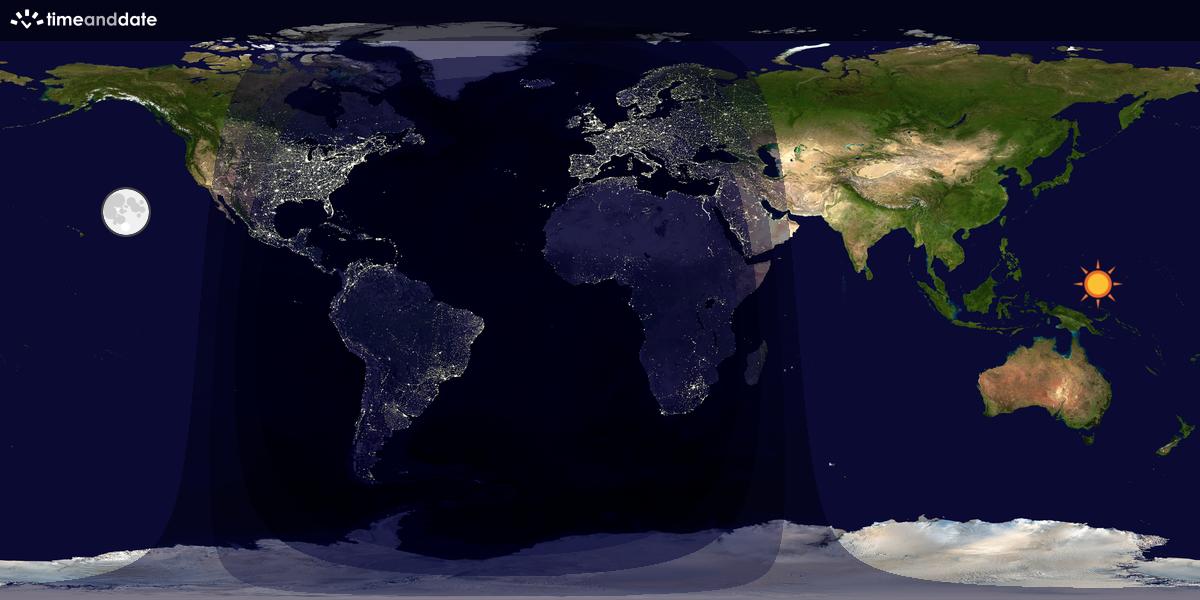 Verdenskart som viser dag og natt 