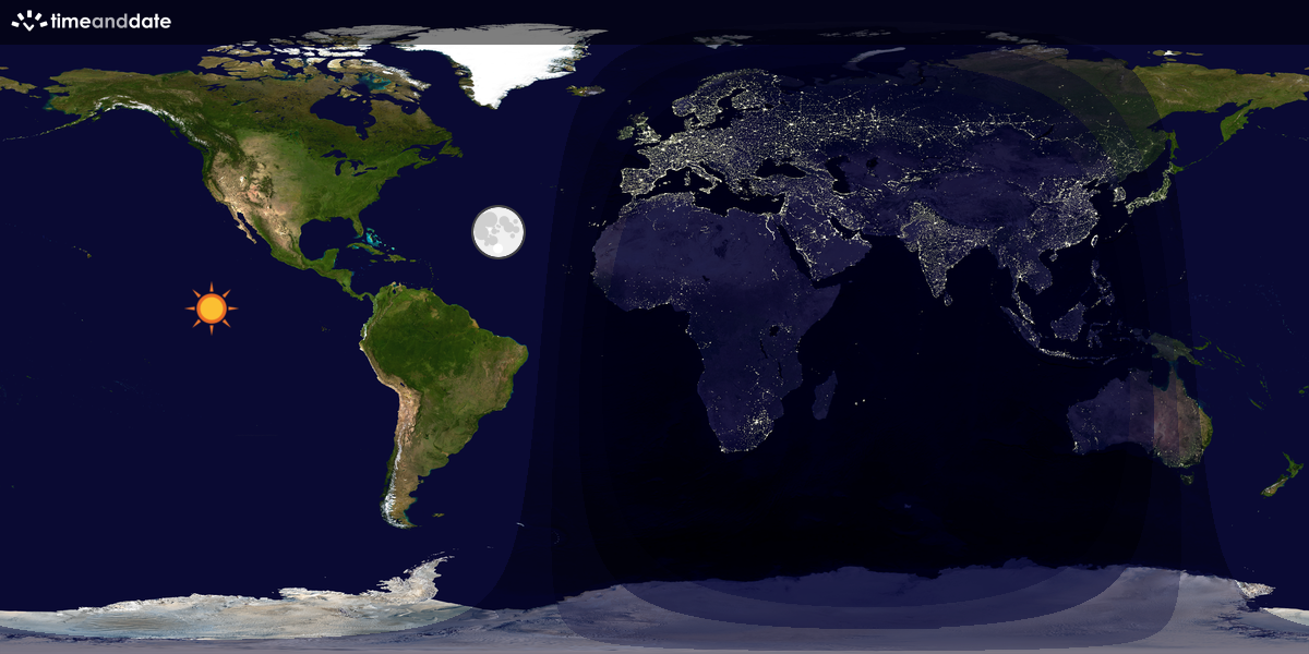 Verdenskart som viser dag og natt 