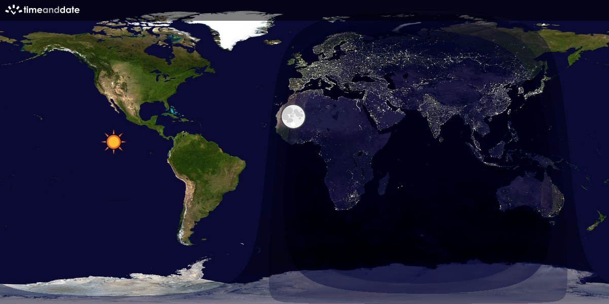 Verdenskart som viser dag og natt 