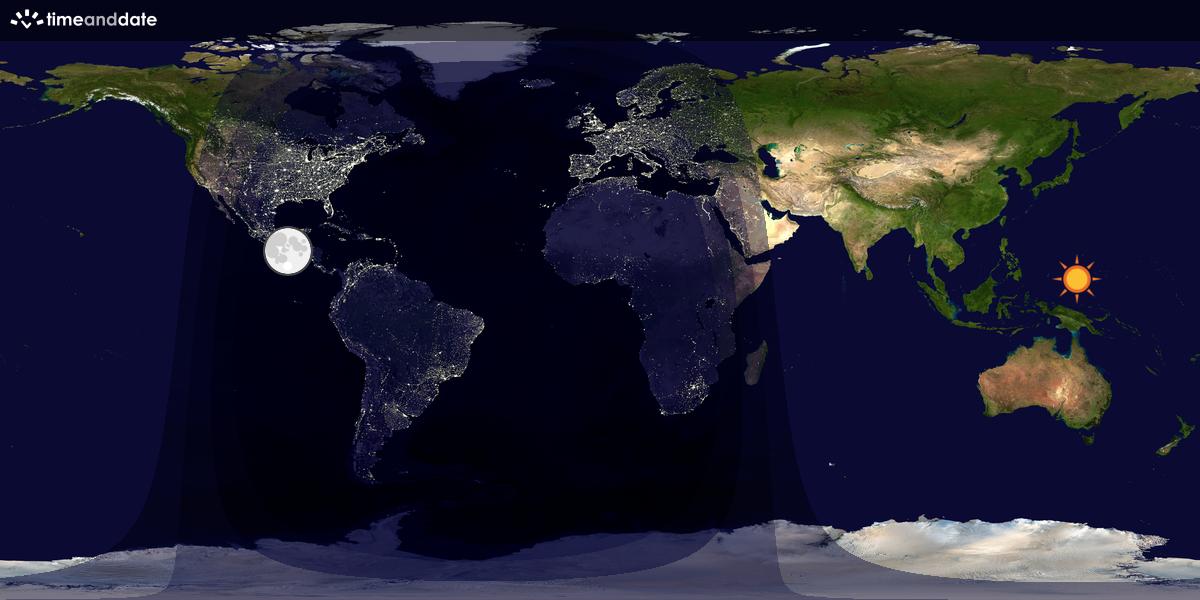 Verdenskart som viser dag og natt 