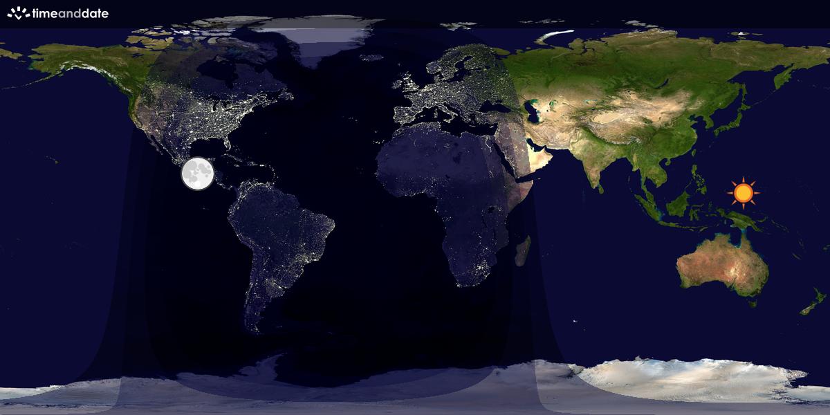 Verdenskart som viser dag og natt 