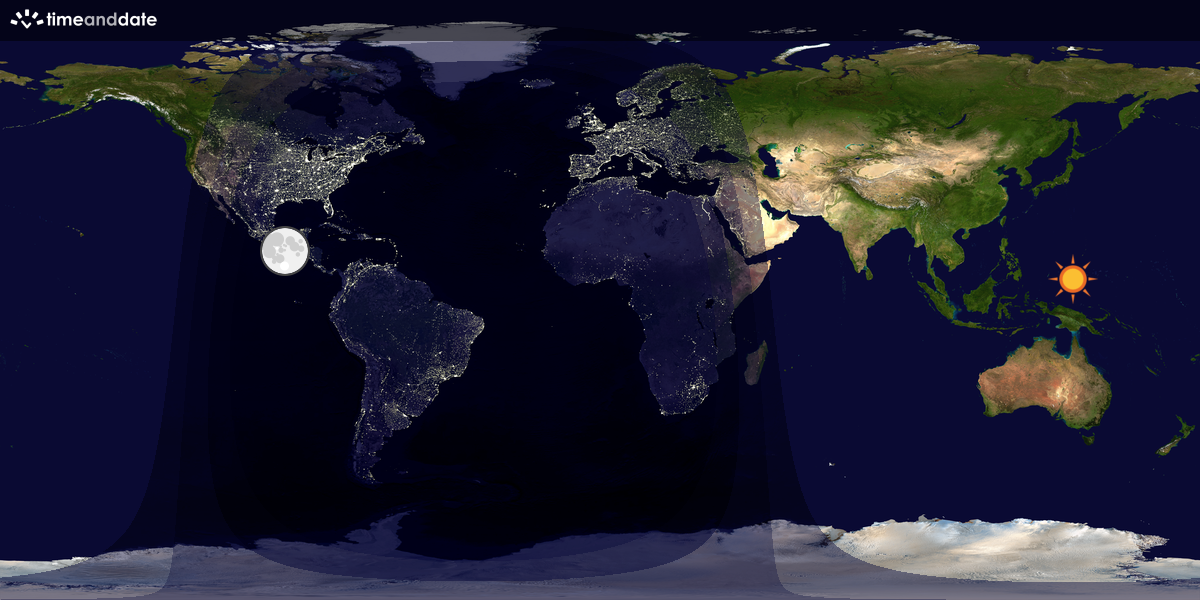 Verdenskart som viser dag og natt 