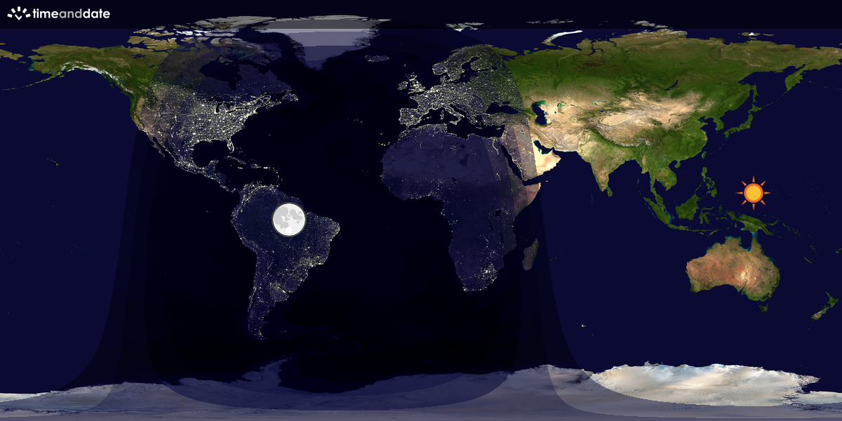 Verdenskart som viser dag og natt 