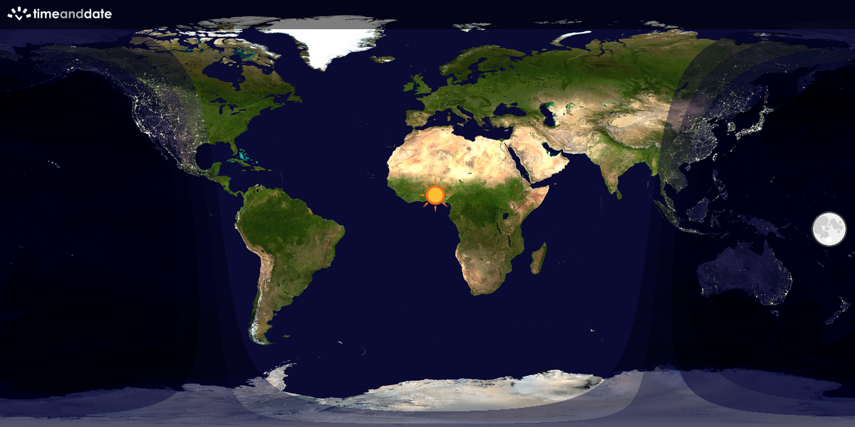 Verdenskart som viser dag og natt 