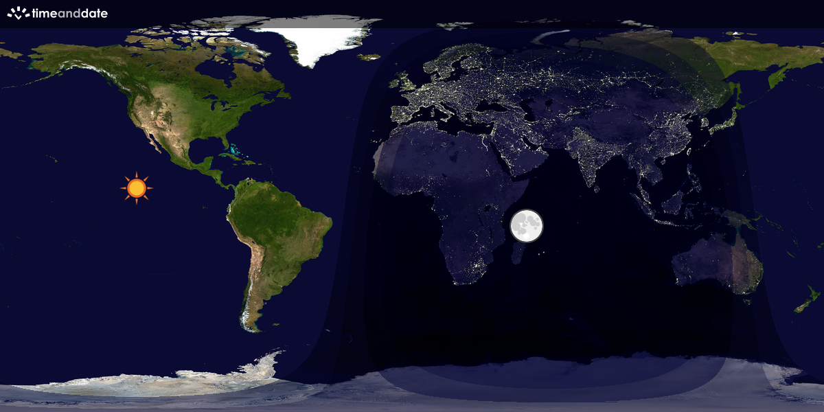 Verdenskart som viser dag og natt 