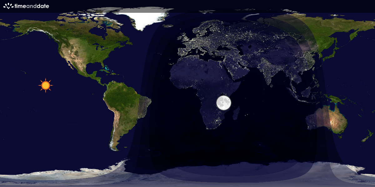 Verdenskart som viser dag og natt 