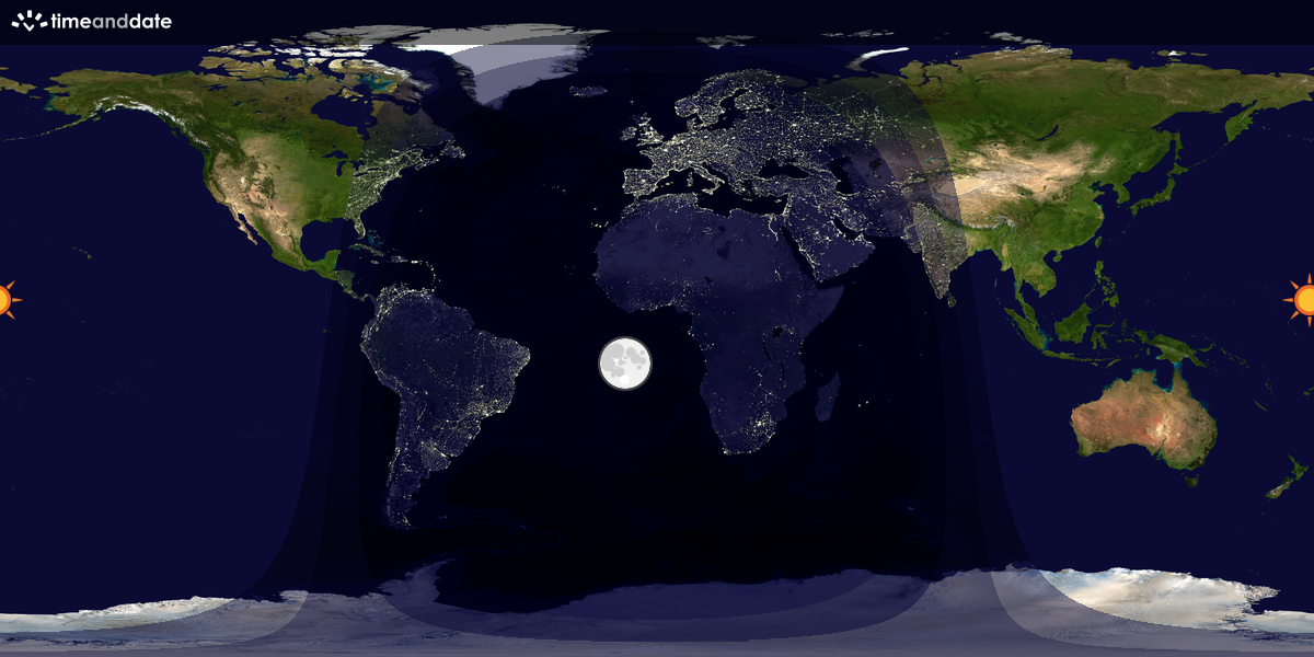 Verdenskart som viser dag og natt 