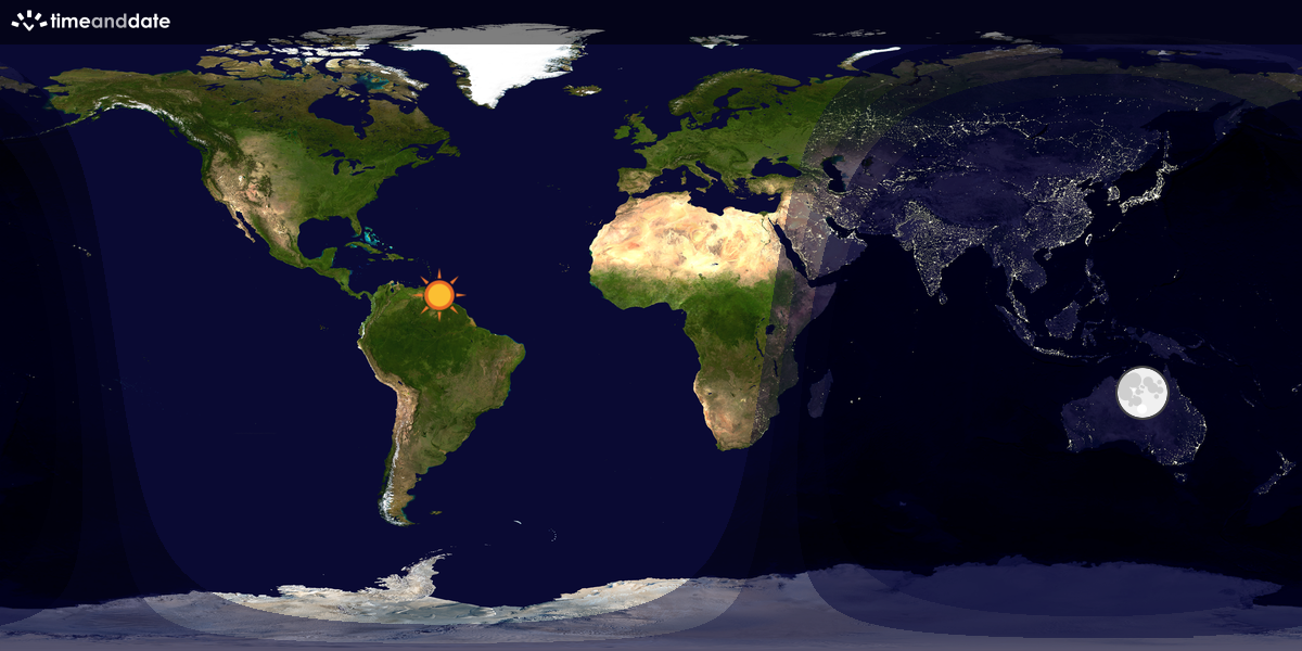 Verdenskart som viser dag og natt 