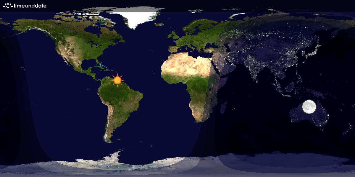 Verdenskart som viser dag og natt 