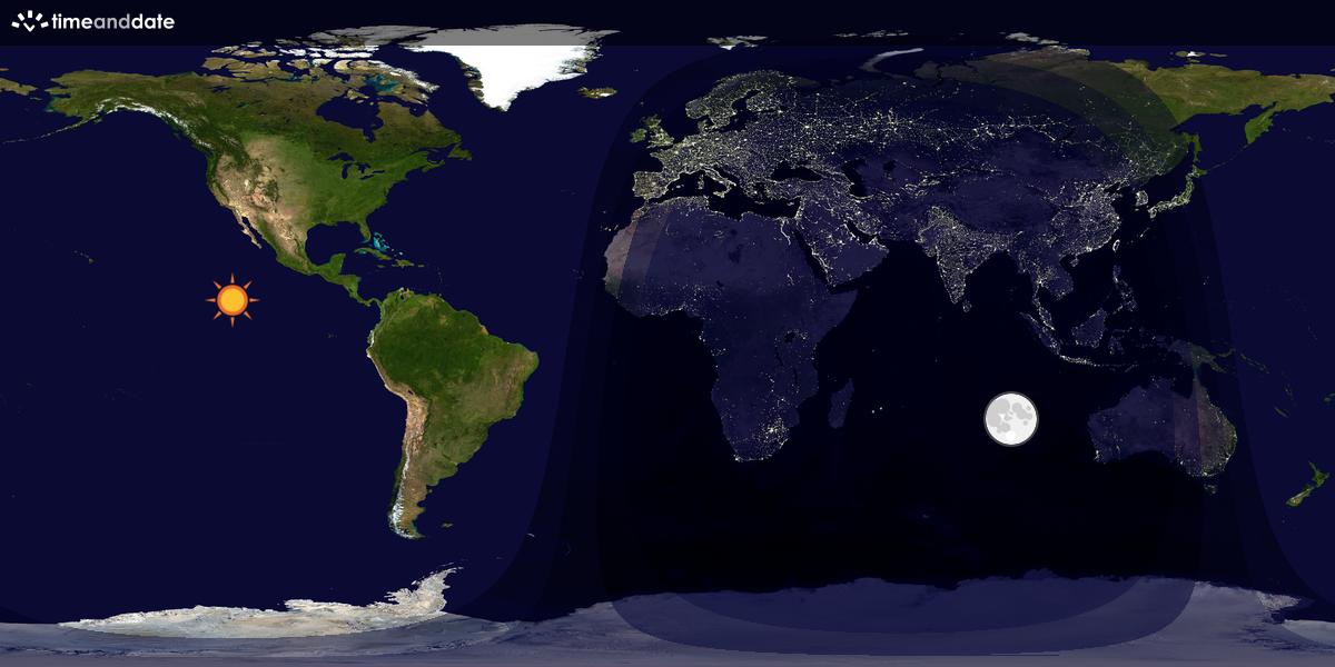 Verdenskart som viser dag og natt 