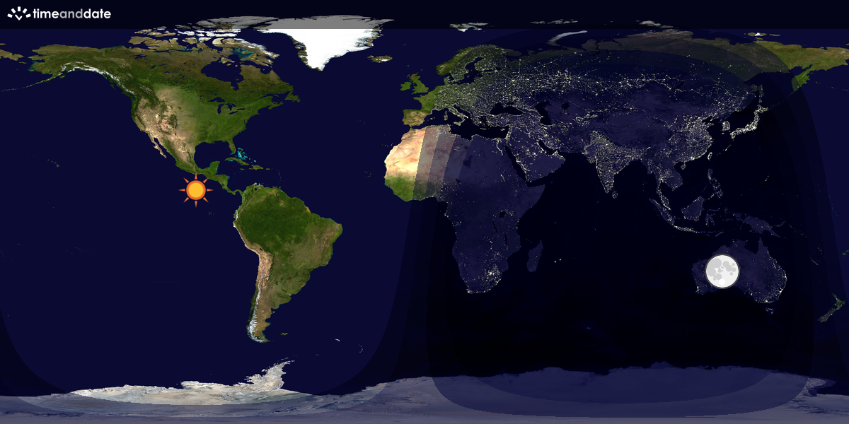 Verdenskart som viser dag og natt 