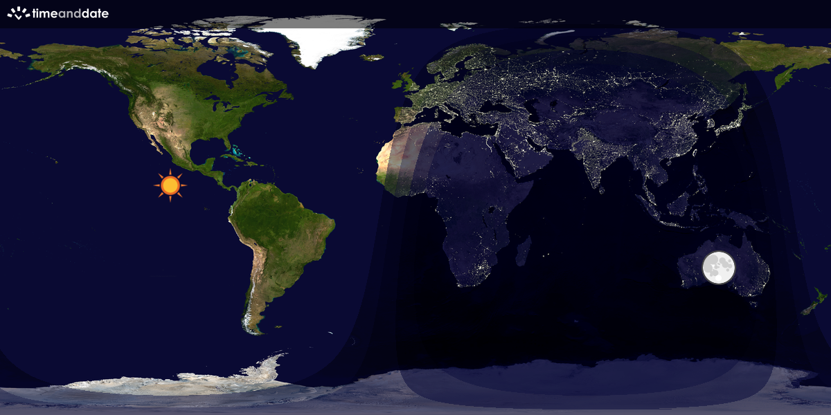 Verdenskart som viser dag og natt 