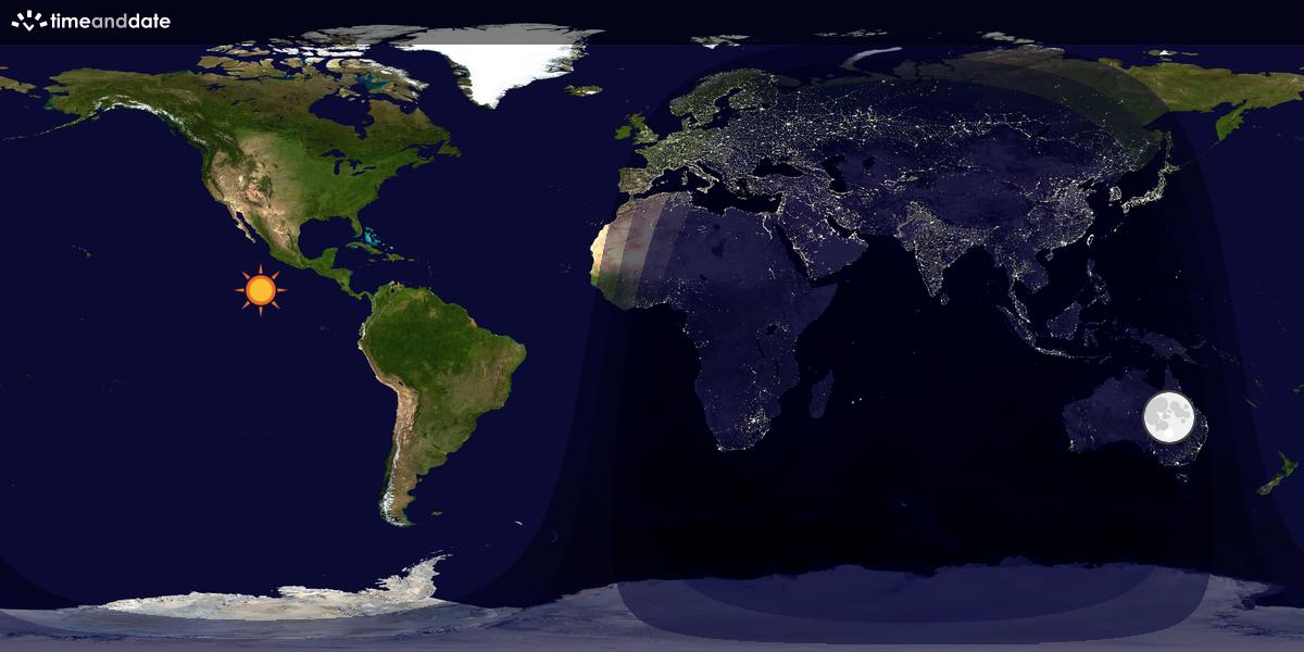 Verdenskart som viser dag og natt 