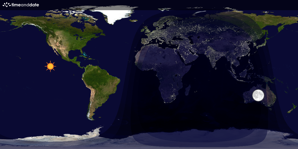 Verdenskart som viser dag og natt 