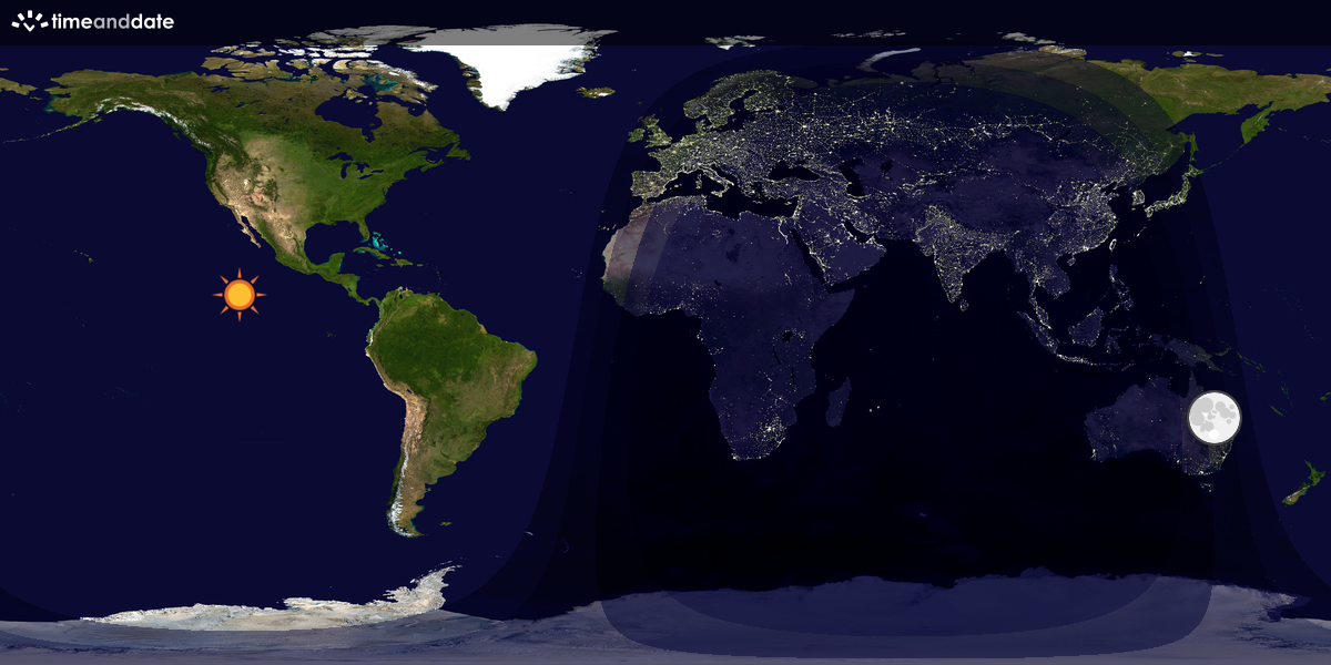 Verdenskart som viser dag og natt 