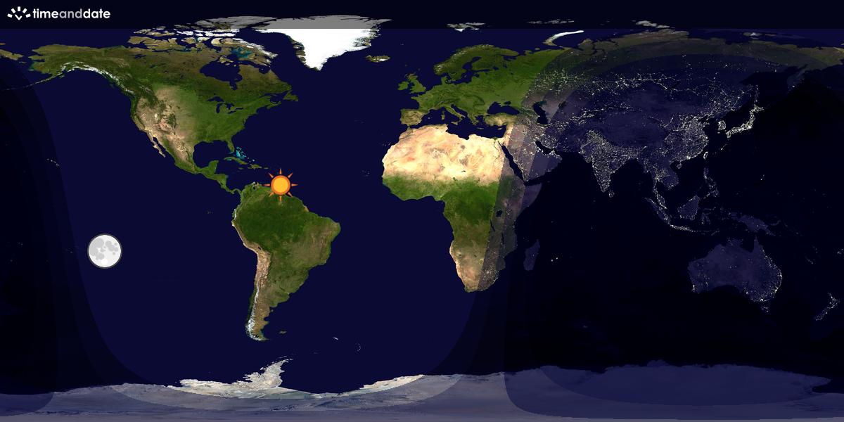 Verdenskart som viser dag og natt 