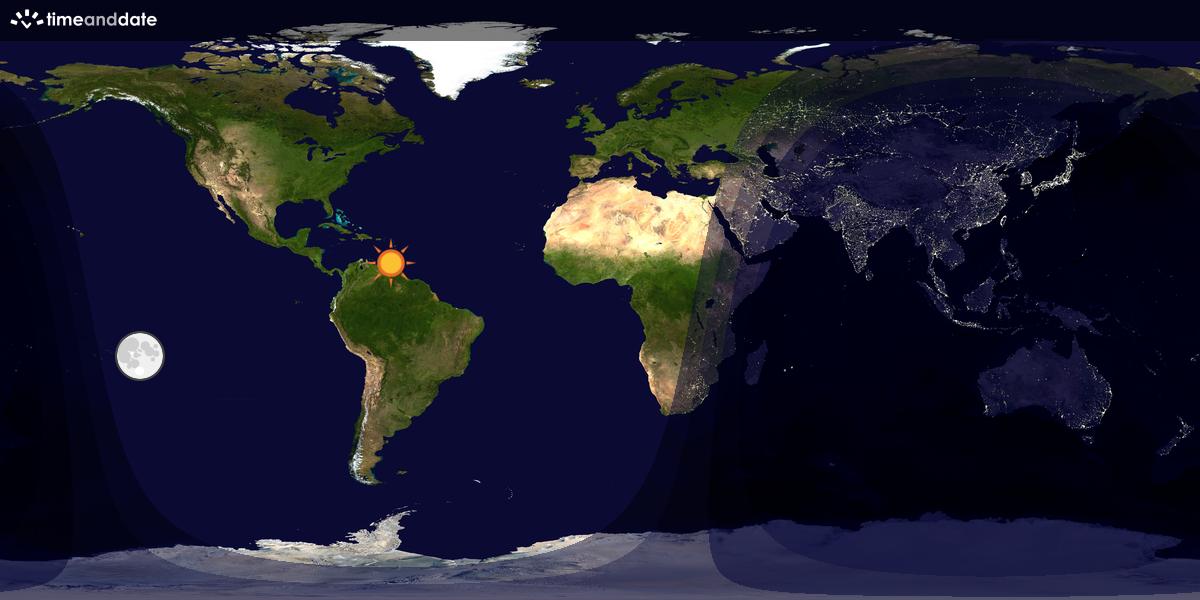 Verdenskart som viser dag og natt 