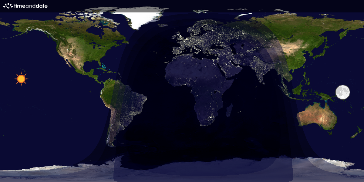 Verdenskart som viser dag og natt 