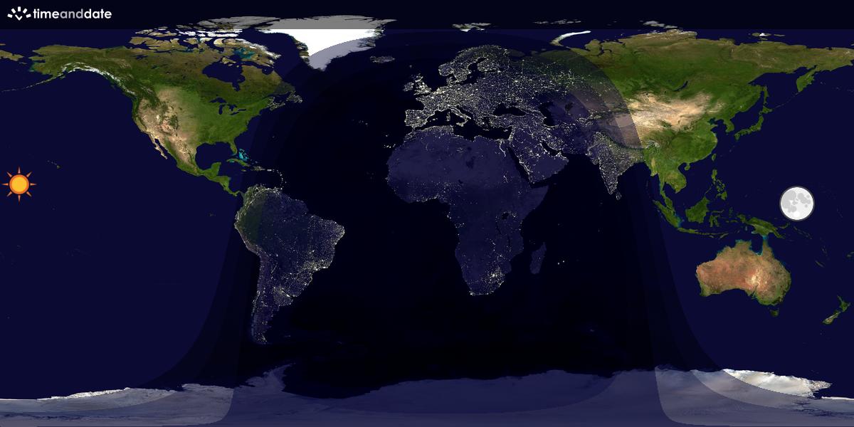 Verdenskart som viser dag og natt 