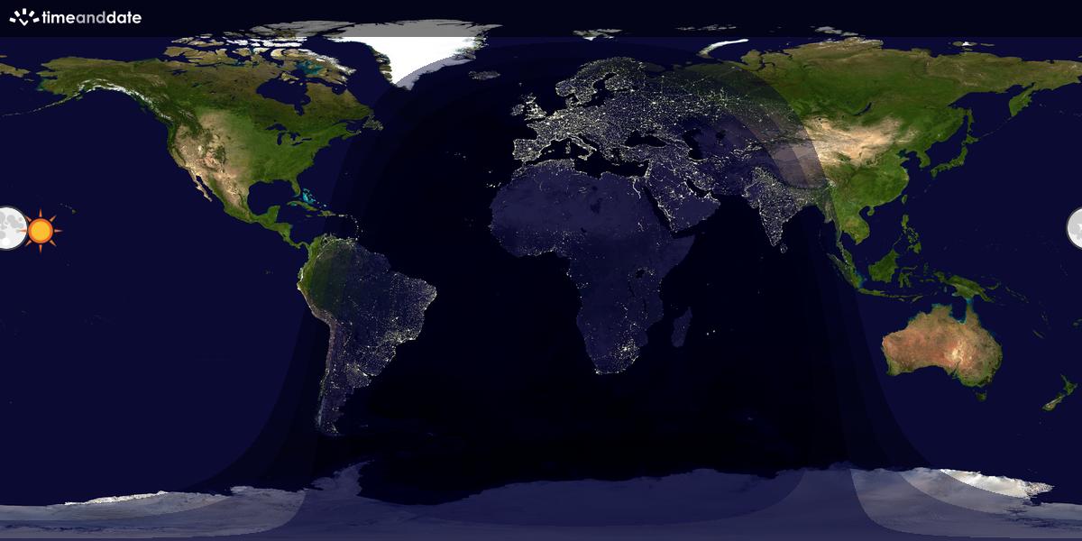 Verdenskart som viser dag og natt 